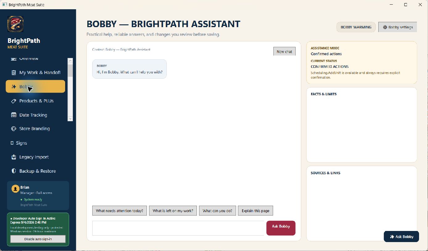 Bobby BrightPath Assistant inside Meat Suite